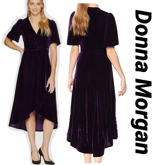 Gorgeous Donna Morgan Plumb Velvet Dress, 8 - Picture 3 of 12